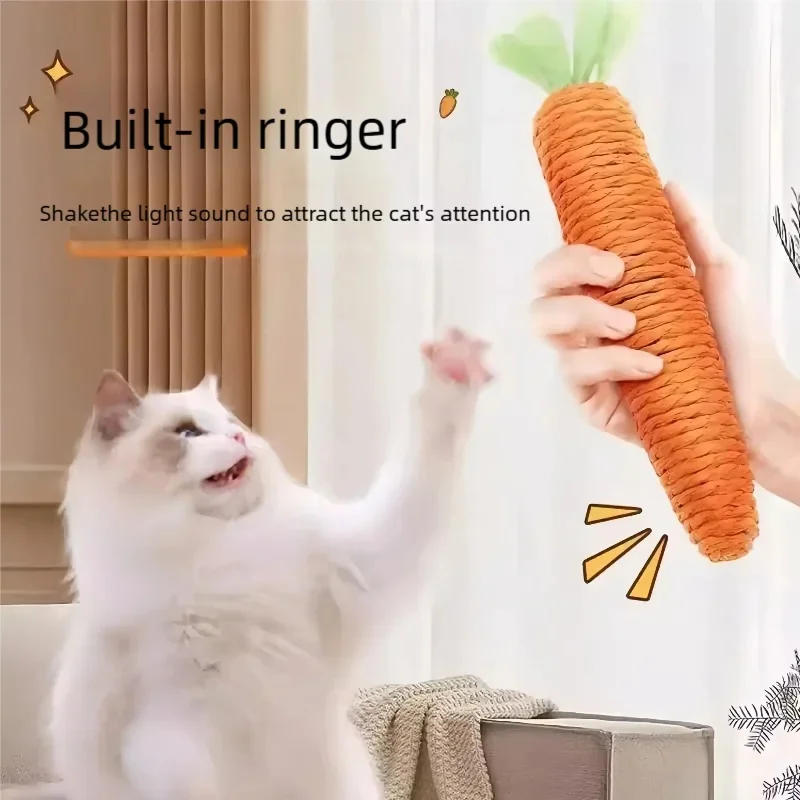 1/2/3/4/5pcs Fun Cat Teething Stick Sound Carrot Cuddle Toy Anti-Bite Scratch Board Pet Supplies for Interactive Entertainment