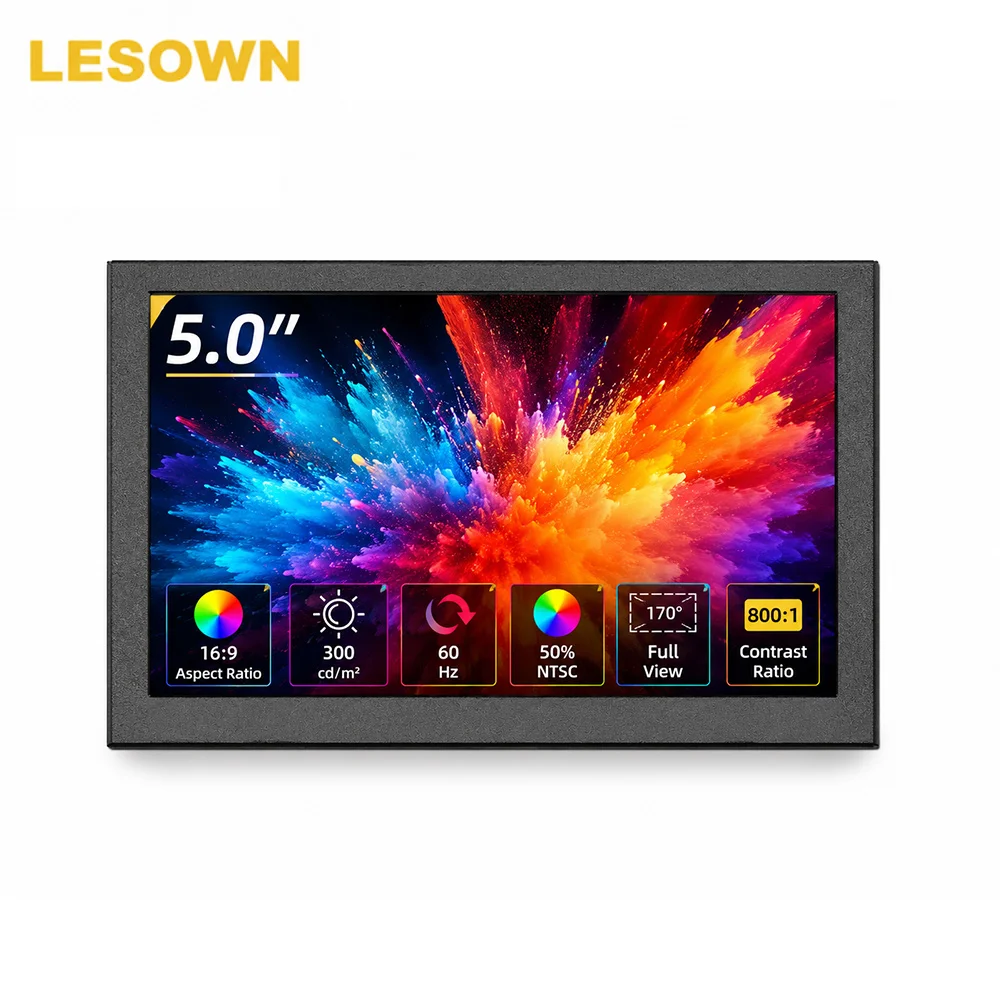 LESOWN 16:9 Zero Config 5" PC Sub-display Matte White AIDA64 Hardware Monitor via miniHDTV Screen