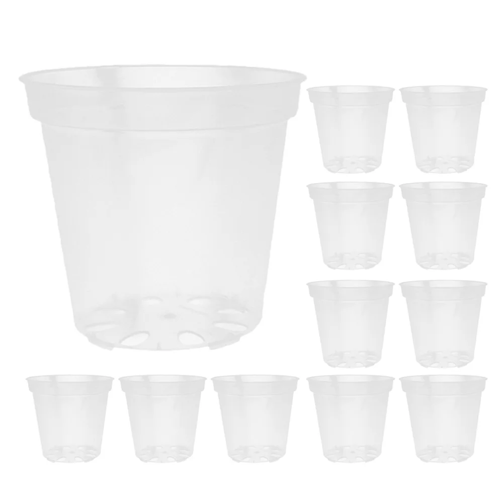 

40Pcs Nursery Pots Transparent Round Clear Plastic Orchid Planters 3 Inch Drainage Holes Indoor Outdoors Orchid Pot with Holes