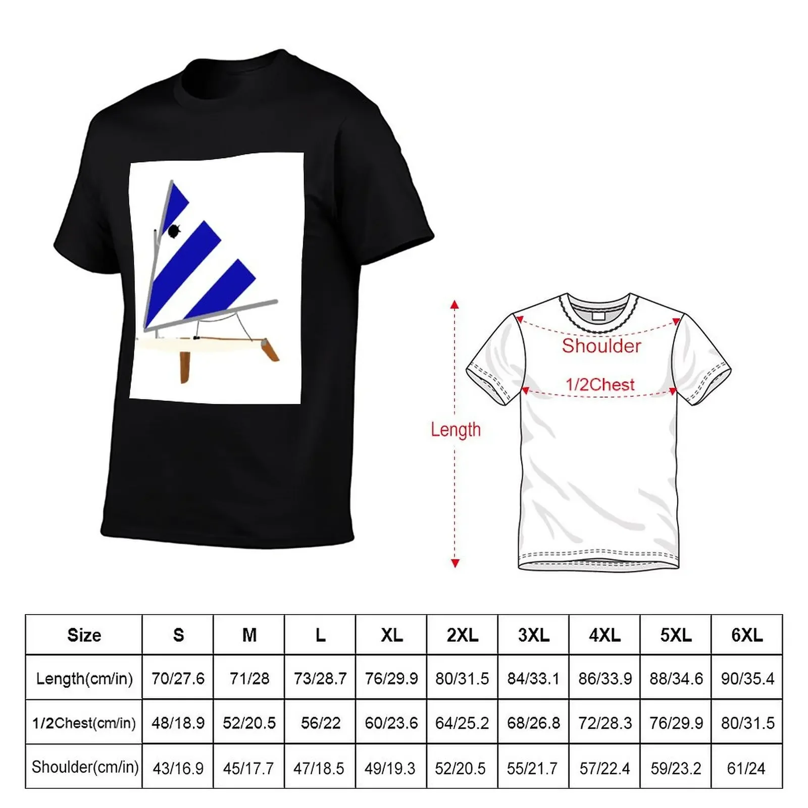 blue/white sunfish sailboat T-Shirt Aesthetic clothing cotton graphic tees customs shirts men graphic