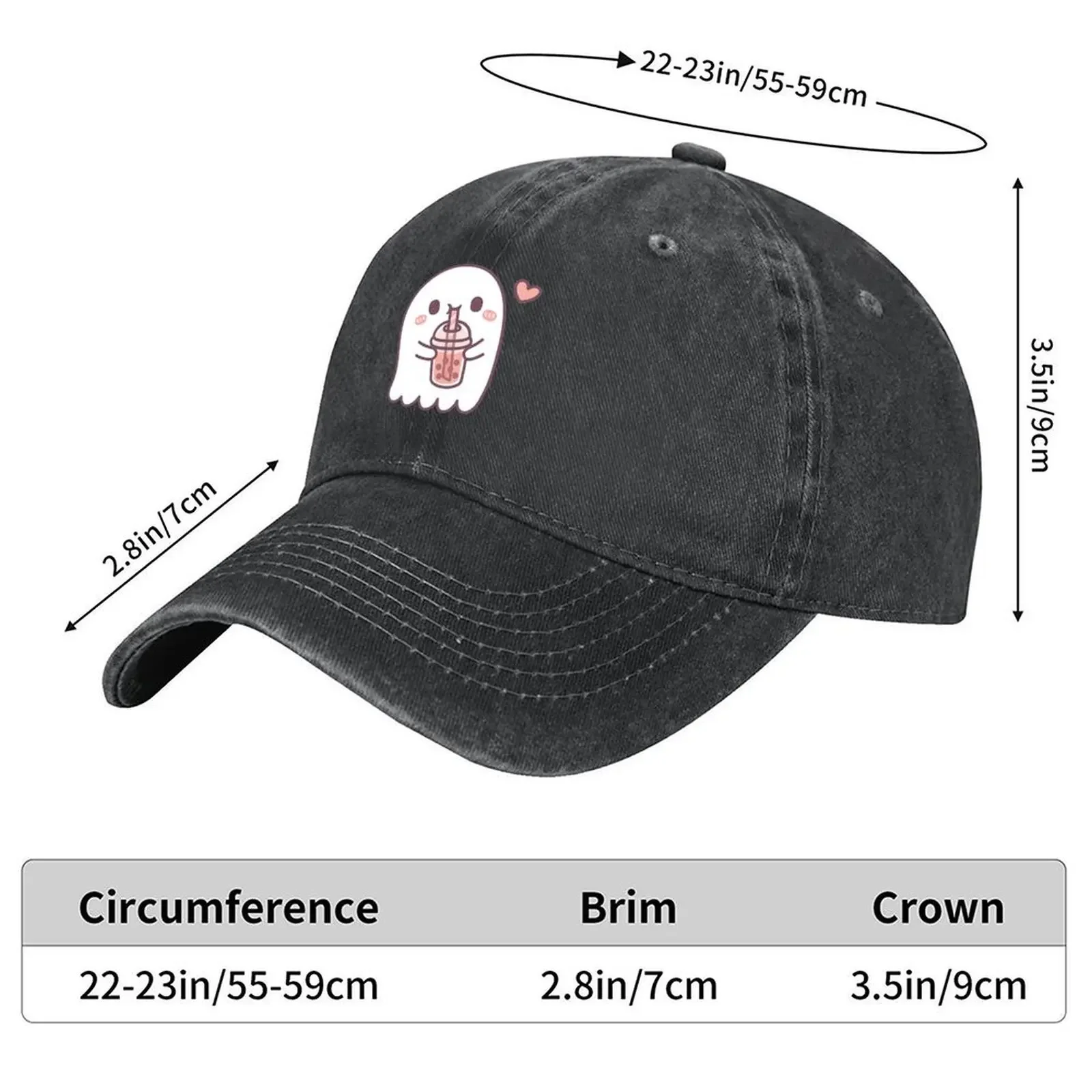 2026 Cute Ghost Loves Boba Tea Baseball Cap derby hat Hood party Hat Sun Hat For Children Men Golf Wear Women's