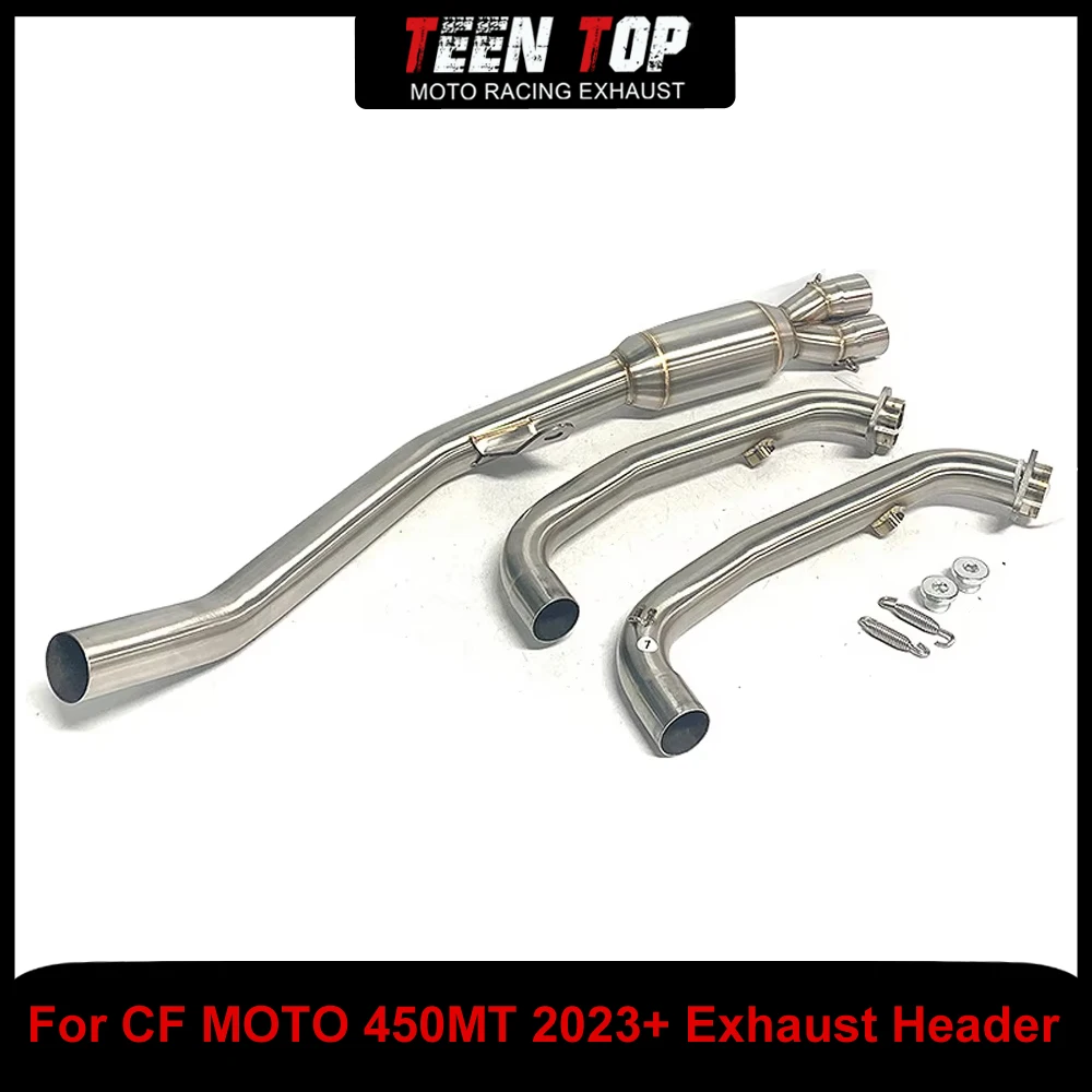 For CF MOTO 450 MT Exhaust Header Connect to Stock Connection Pipe Stainless Steel Motorcycle Escape Front Link Pipe 450MT 2023+