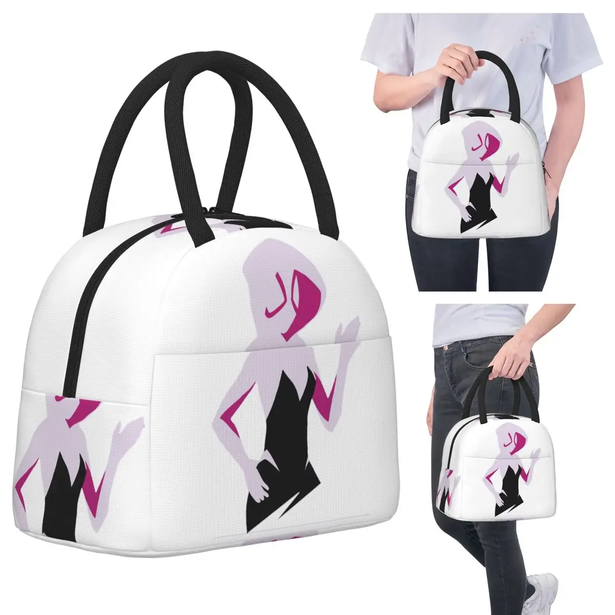 

Spider Gwen Spiderverse Insulated Lunch Bag for Kids School Cooler Thermal Food Box Tote Portable Lunch Boxes Container