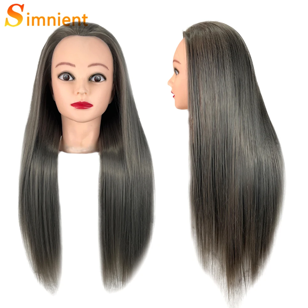 Simninet 65Cm Mannequin Head With Hair Training Head Hair Practice Barber 13 Styles Hair Training Head For Hairstyles Free Gift