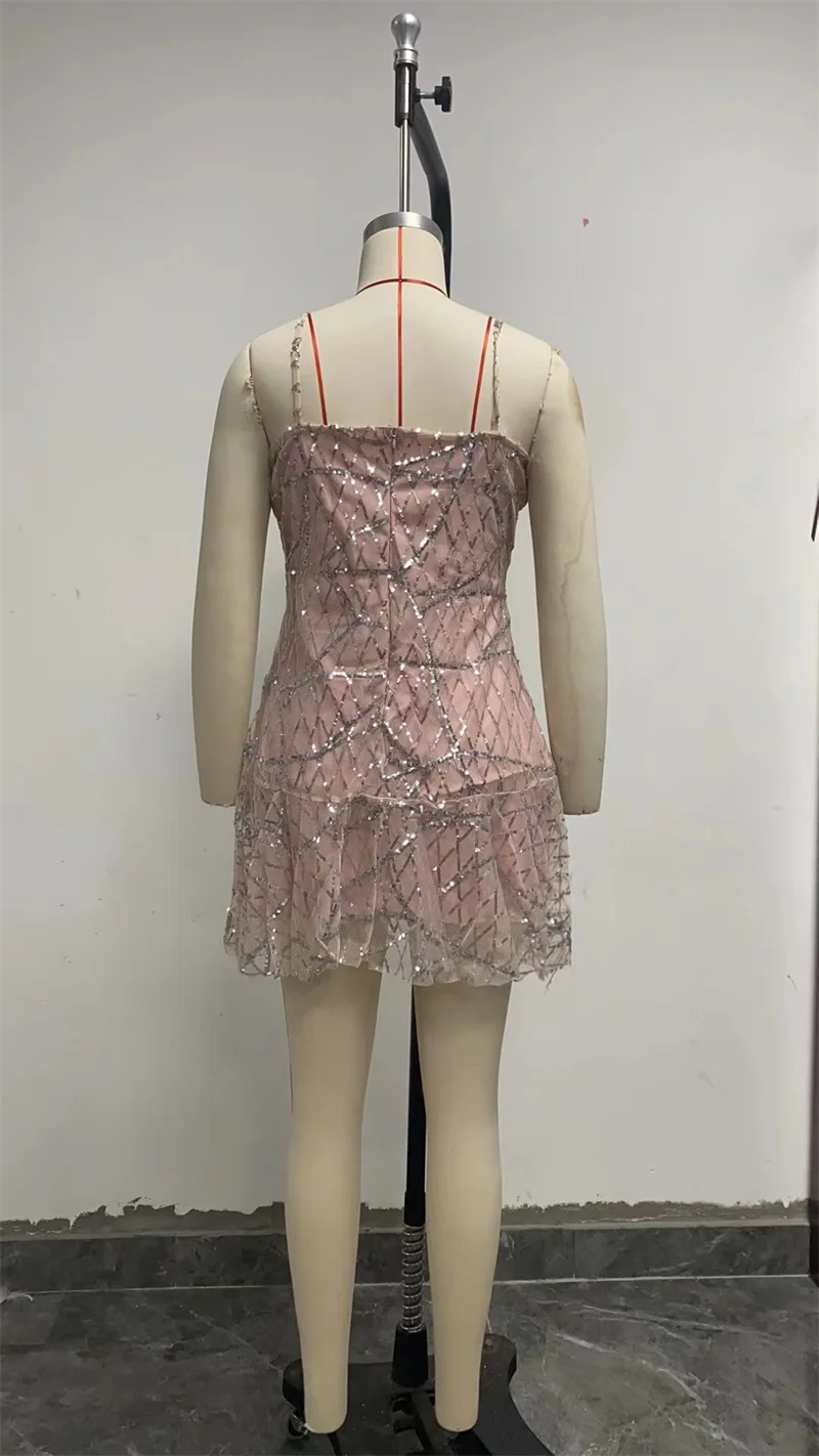 Vestido de fiesta sin mangas con tirantes finos para mujer, vestido de noche con Espalda descubierta, cuello en V profundo, precioso diseño, nuevo, en Stock