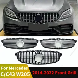 GTR GT Diamond AM Front Bumper Grille Racing Inlet Grill Mesh For Mercedes W205 C205 Coupe S205 C43 Benz C 2014-2022 Tuning Trim
