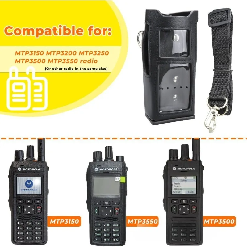 Leather Holster Shoulder Bag Case for MOTO MTP3150 MTP3200 MTP3250 MTP3500 MTP3550 Walkie Talkie Protective Holster Shoulder Bag