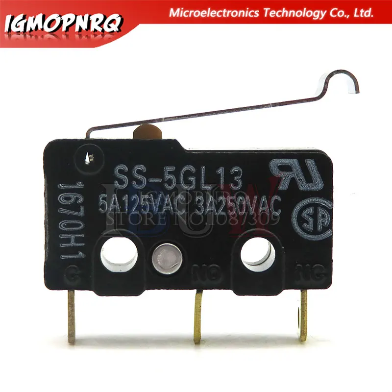 Micro Limit Micro Switch, Chave Lateral do Mouse, Momentâneo, 3 Pernas Retas, SS-5, SS-5GL, SS-5GL2, SS-5GL13, 2Pcs