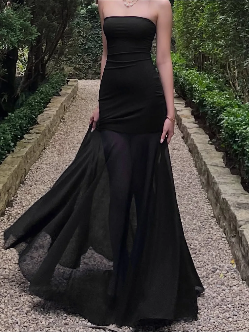 Abito lungo senza spalline in patchwork di rete elegante con spalle scoperte Abito lungo da sera per feste da donna aderente sexy estivo sottile