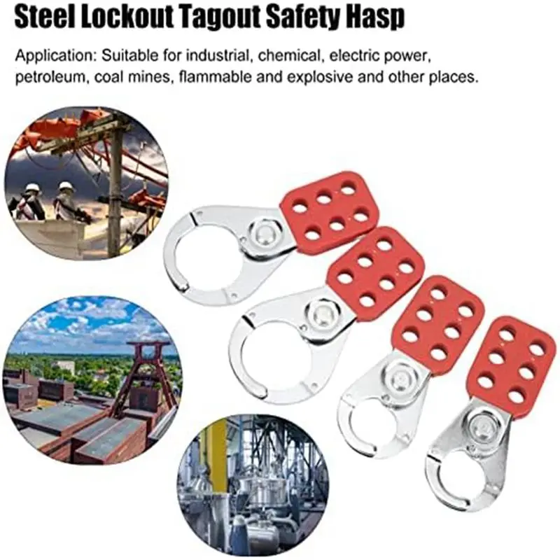 AB08-Lockout Tagout Hasp Steel Lockout Hasp Strength Lockhead Tagout Hasp Red For Industrial, Electric Power