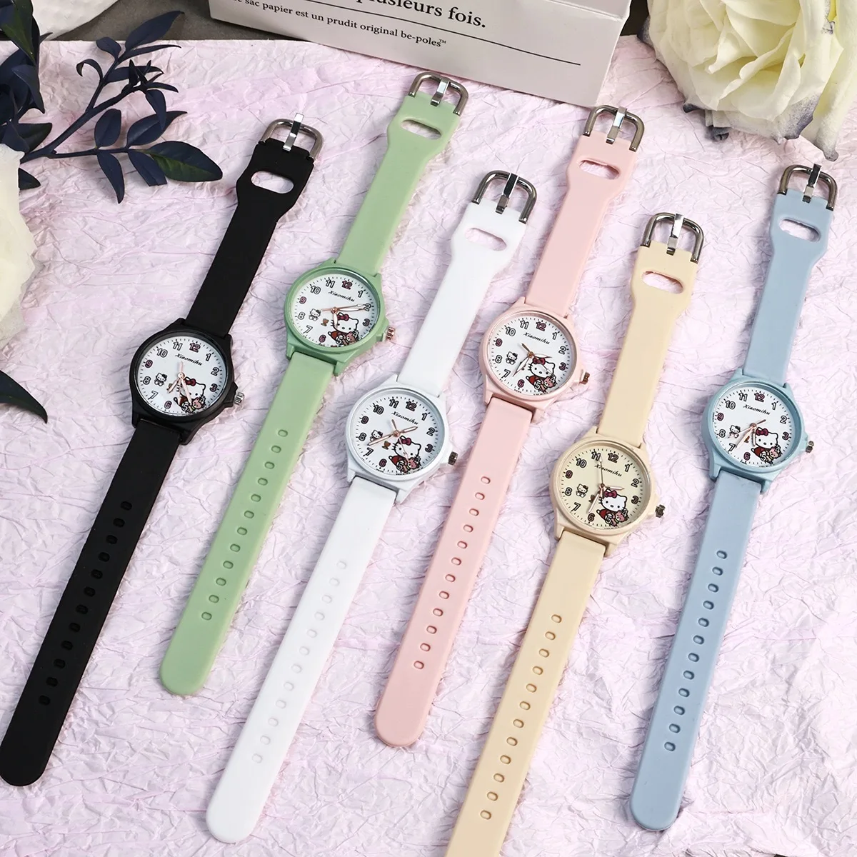 Hello Kitty Children's watch Cartoon watches Student Electronic Silicone strap Quartz Watch Party Kids Girls Gifts