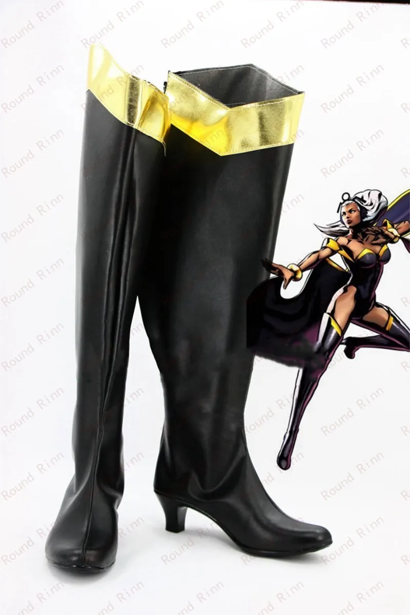 Аниме X-MAN Ororo Munroe Storm Косплей Костюм Обувь Черные ботинки ручной работы Аниме X-MAN Ororo Munroe Storm Косплей Костюм Обувь Черные ботинки ручной работы