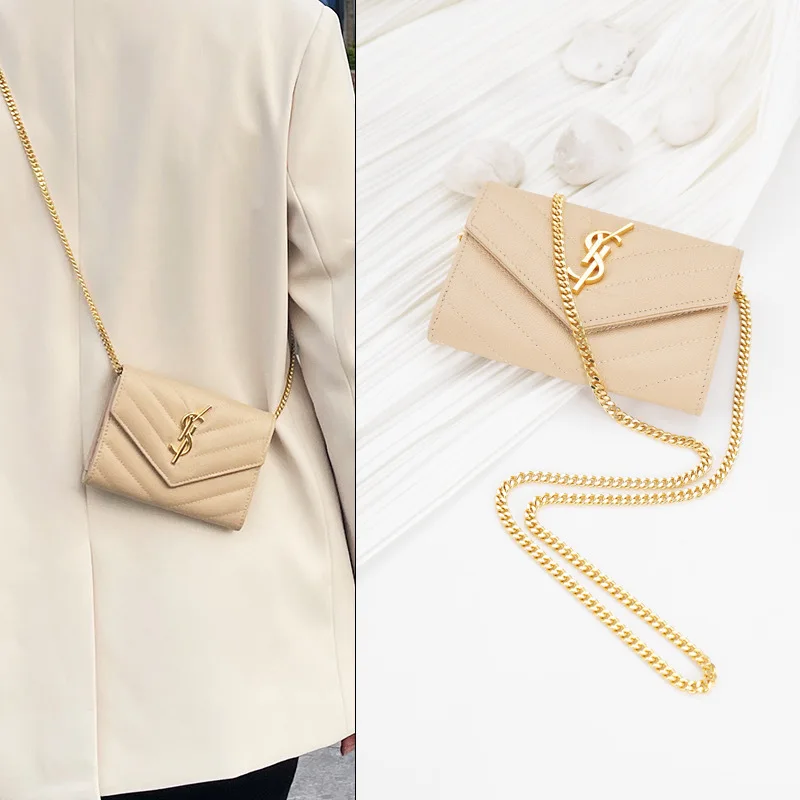 Metal Chain Shoulder Bag Strap DIY Inner Pocket Accessory for Yves Saint Laurent Card Holder Crossbody Bag Transformation