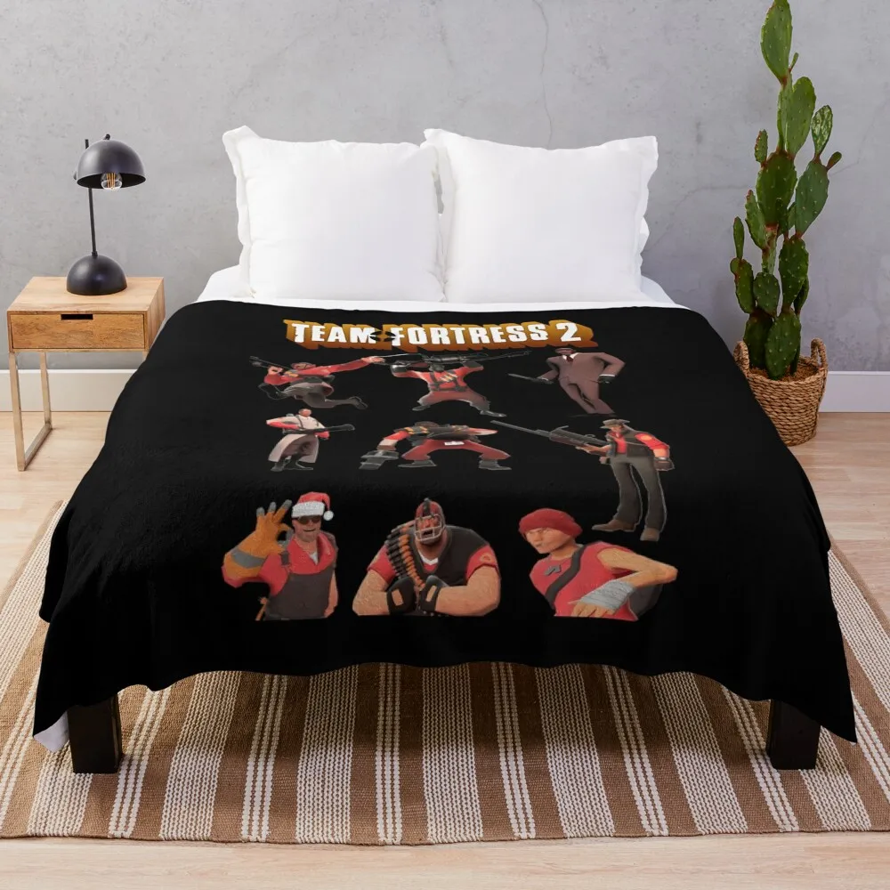 

Team Fortress 2 - All Characters Classes With Tf2 Logo Throw Blanket Thermal Retros Blankets