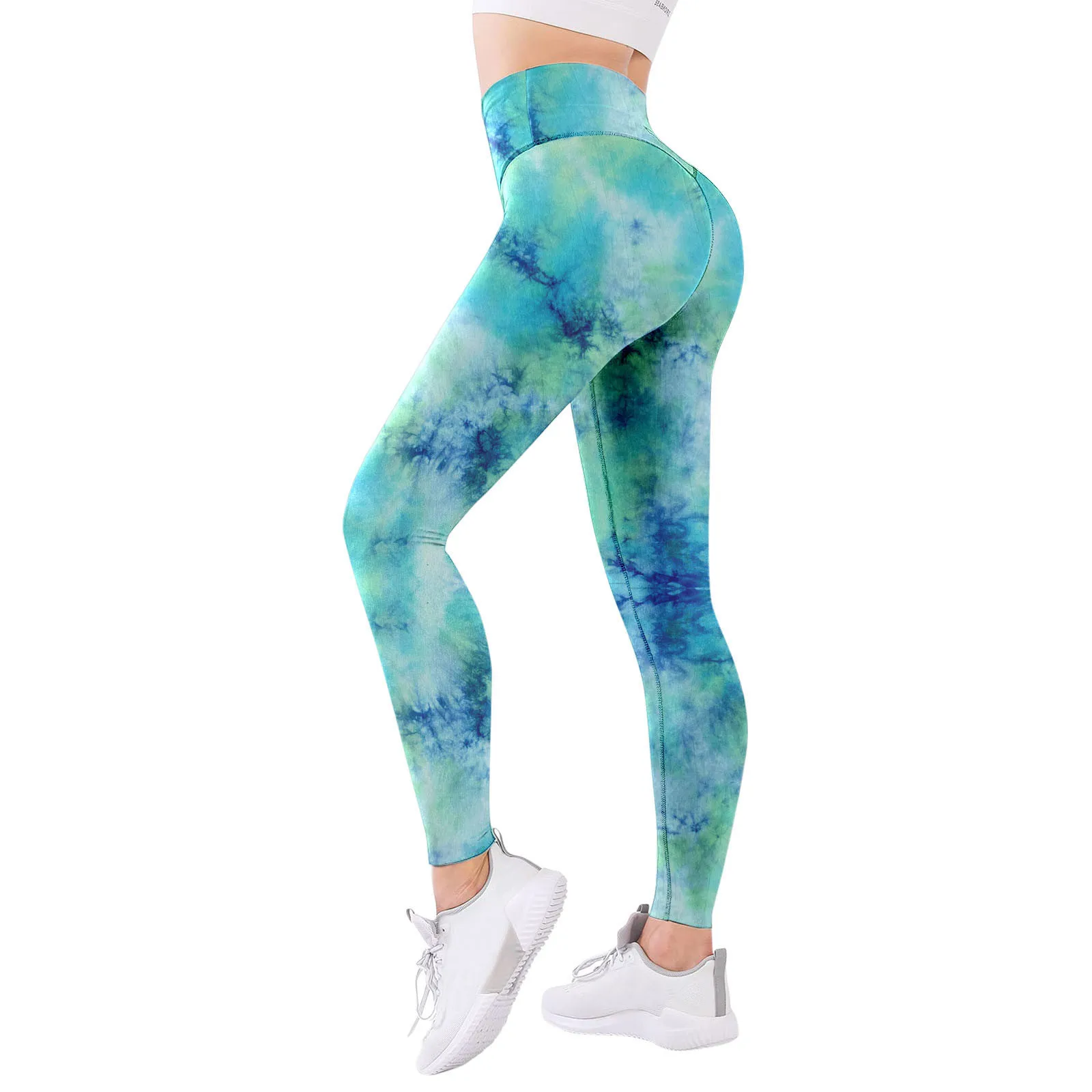 Mallas elásticas de Yoga para mujer, pantalones deportivos con estampado de cintura alta para gimnasio, correr, mallas de entrenamiento de realce,