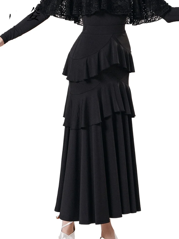 2023Woman Modern Dance Skirt Waltz Long Skirt Ballroom Dance Skirt F2085