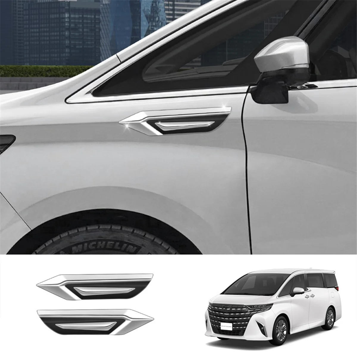 Car Side Fender Cover Exterior for Toyota Alphard/Vellfire 40 Series 2023+ Fender Trim