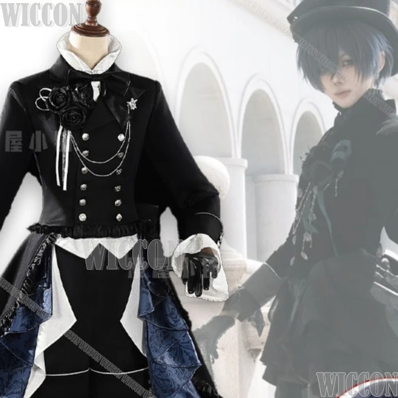 Blck Butter Ciel Phantomhive Cosplay Anime Kuroshitsuji Roleplay Outfit Dress Performance Wear Collection Festival Comic Con