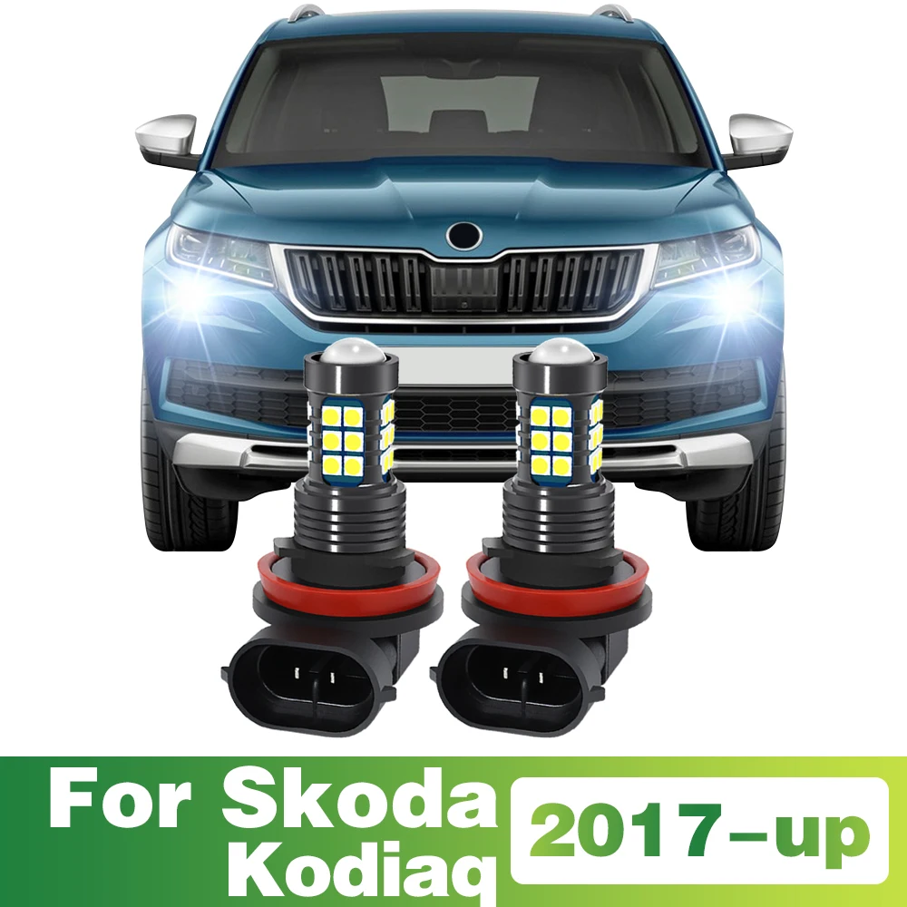 2Pcs LED Lamp Car Front Fog Light For Skoda Kodiaq 2017 2018 2019 2020 2021 2022 2023 2024 Accessories