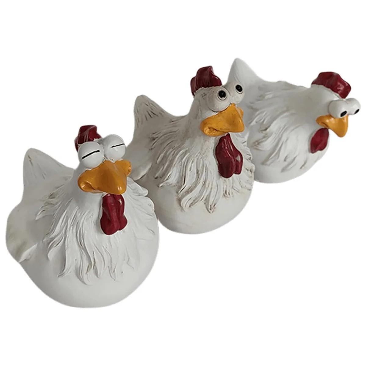 Chicken Fence Decoration,Funny Farm Chickens Statues,Resin Fence Chickens Decor,Outdoor Real Animal Statue