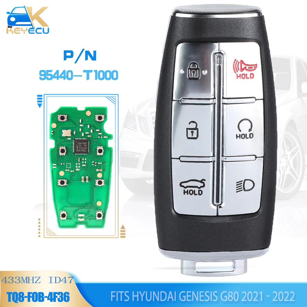 

KEYECU 95440-T1000 , TQ8-FOB-4F36 Smart Remote Key 6B Fob 433MHz ID47 Chip Fob Keyless Go for Hyundai Genesis G80 2021 - 2022