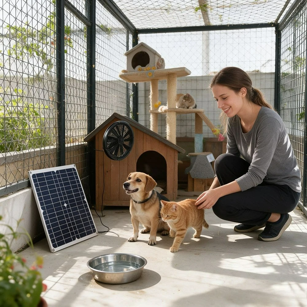 DIY Installation 25W Solar Vent Fan Kit Waterproof Solar Powered Vent Fan for Chicken Coop Dog House Shed Greenhouse Warehouse