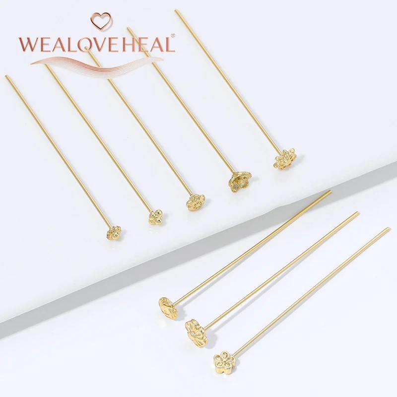 18K Vergoldete Messing-Blumenkopfnadeln 0,8mm Vintage Blumen-Perlenzubehör für DIY Ohrringherstellung Handgemachte Schmuckkomponenten – Detail 17