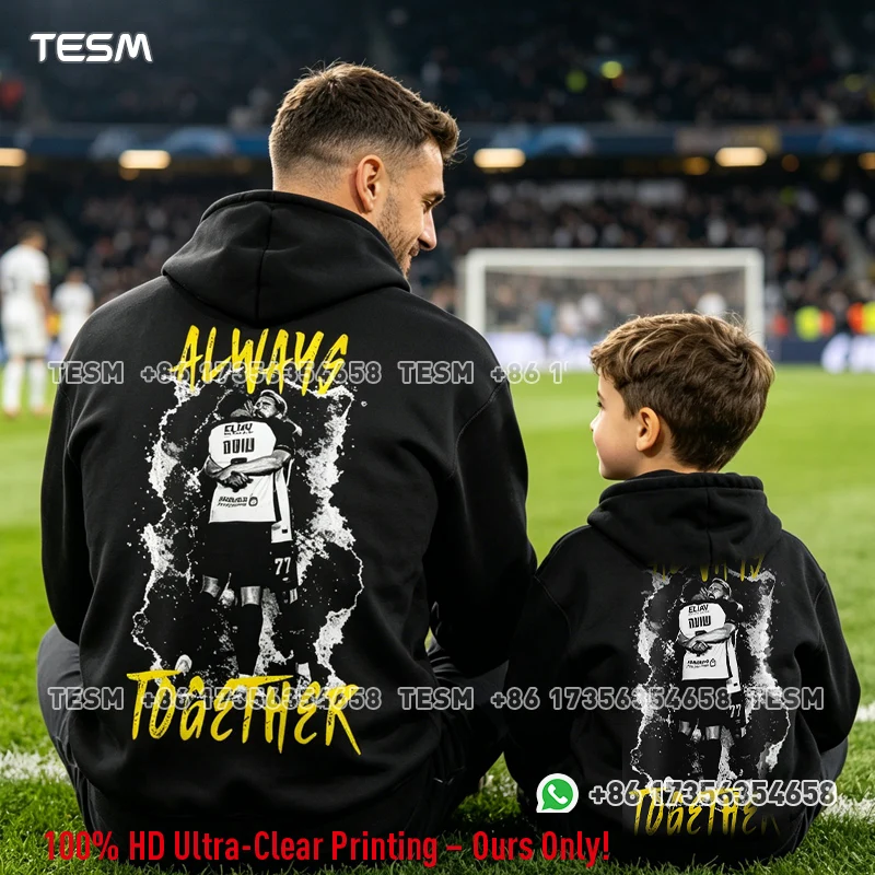 TESM  Always Together Hoodie Parent-Child Football Fan Hoodie Men's and Women's Outerwear Spring and Autumn Running Top