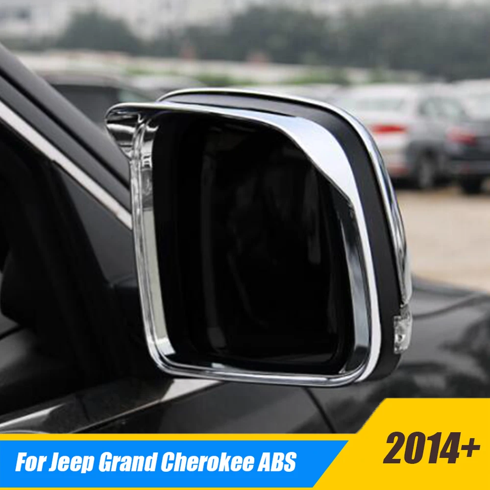 

For Jeep Grand Cherokee 2014 2015 ABS Chrome Car rearview mirror block rain eyebrow Cover Trim Car Accessories Styling 2pcs