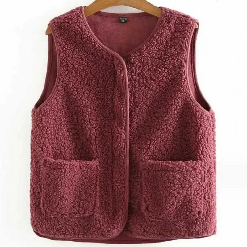 Gilet in pelliccia di agnello da donna gilet in pelo di agnello giacca senza maniche alla moda per donna capispalla autunno inverno termico caldo