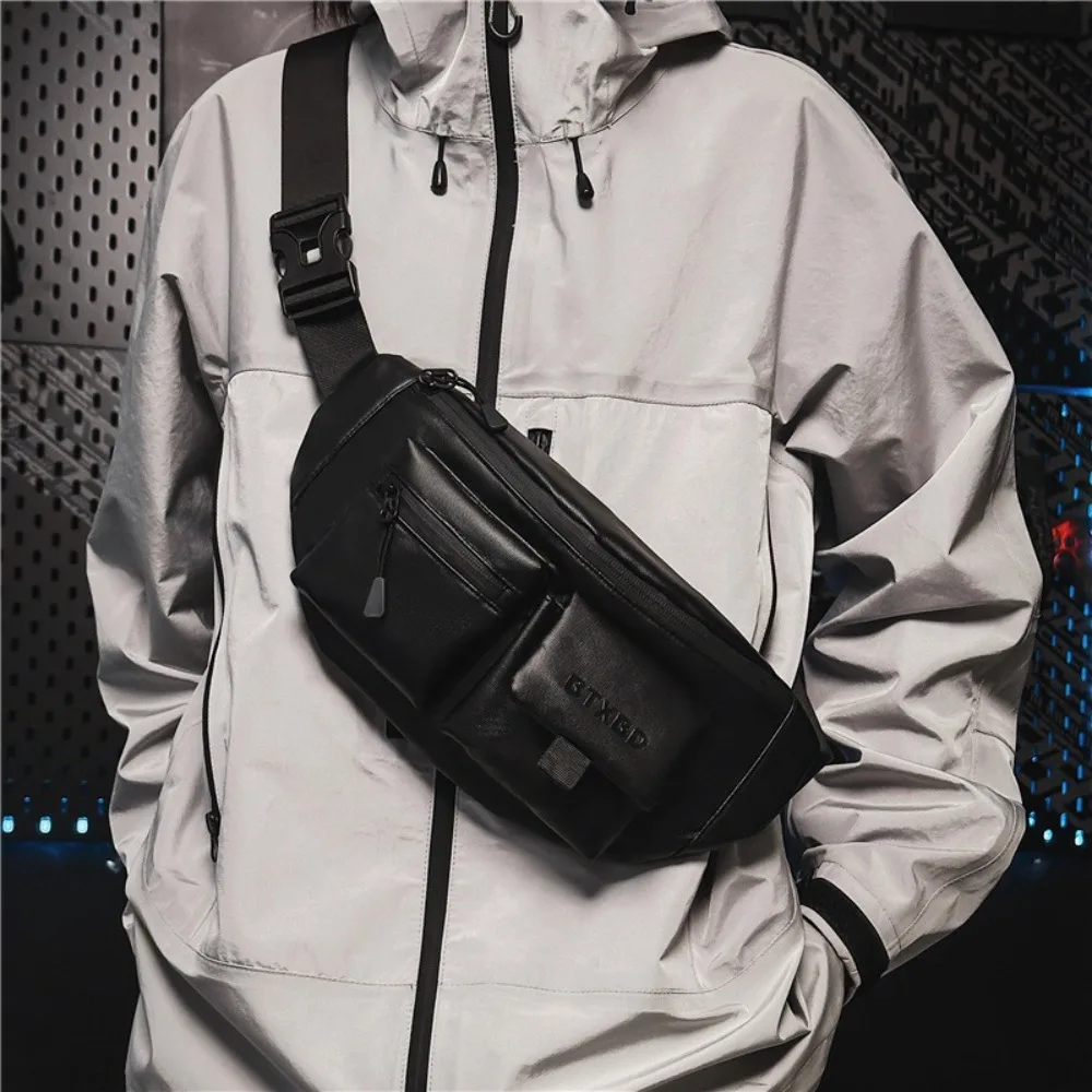 

Multi-function Men Chest Bag Solid Color Large Capacity Running Waist Bags Crossbody Bag Wear-resistant Sports Phone Bag Running