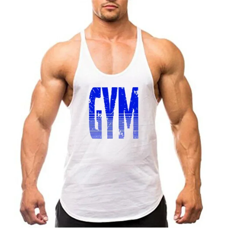 

Gym Workout Muscle Sportswear Bodybuilding Fitness Singlets Mens Running Sport Tank Tops Summer Sleeveless Cotton Y-back Shirts