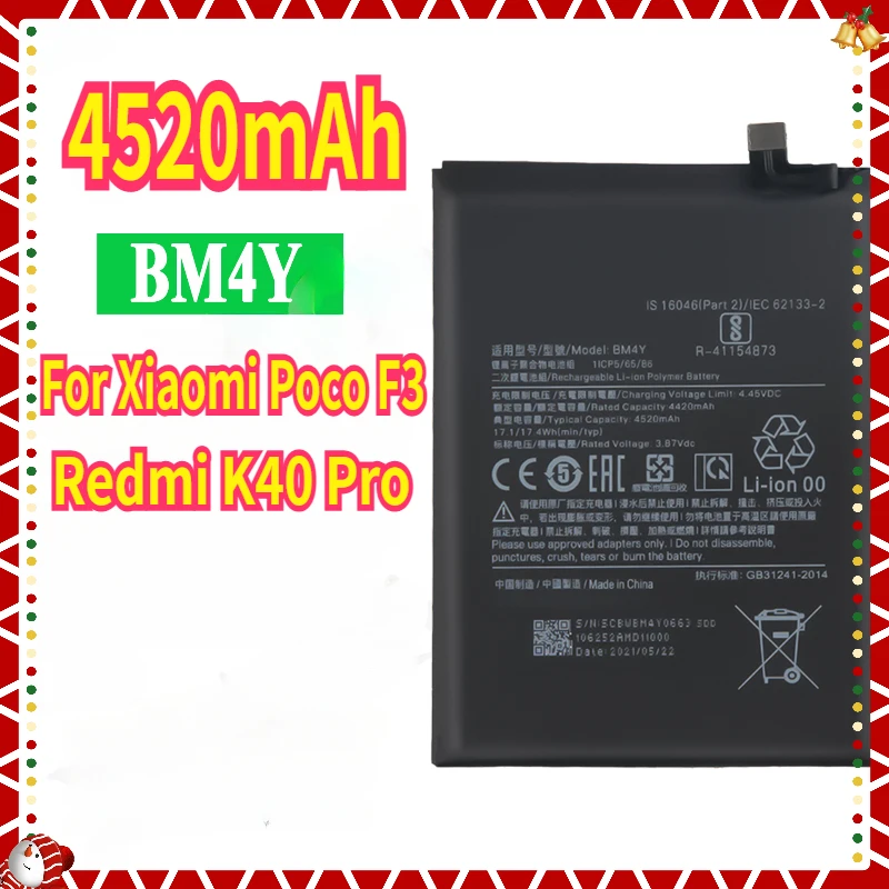 

BM4Y Battery For Xiaomi Poco F3 Redmi K40 Pro K40Pro Battery Batteries Bateria Mobile Phone Batteries 4520mAh