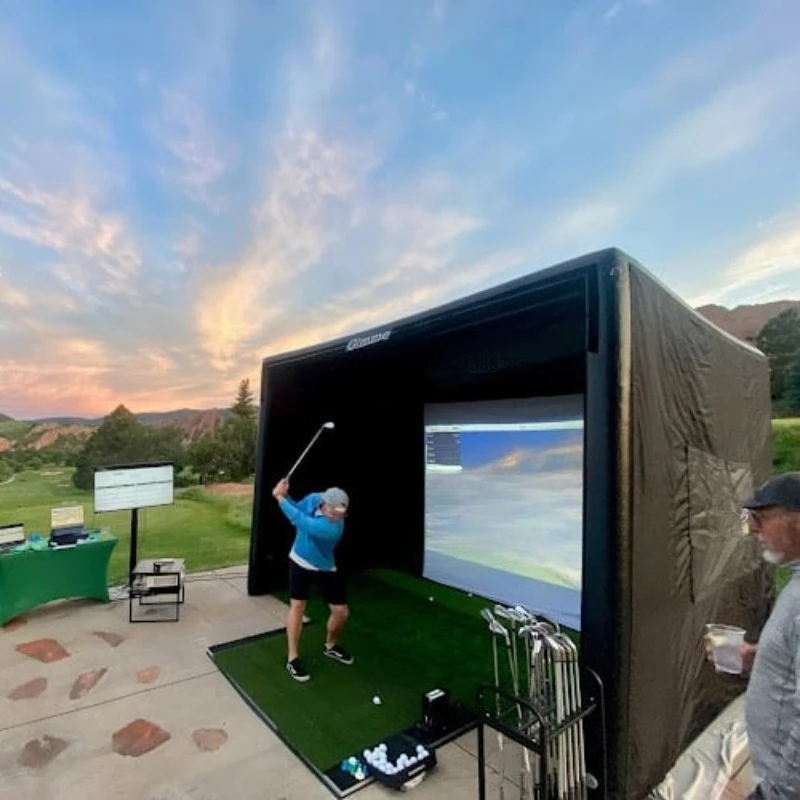 

Hot Sale Portable Outdoor Indoor Backyard Practice Inflatable Golf Simulator Tent Hitting Cage With High Impact Screen