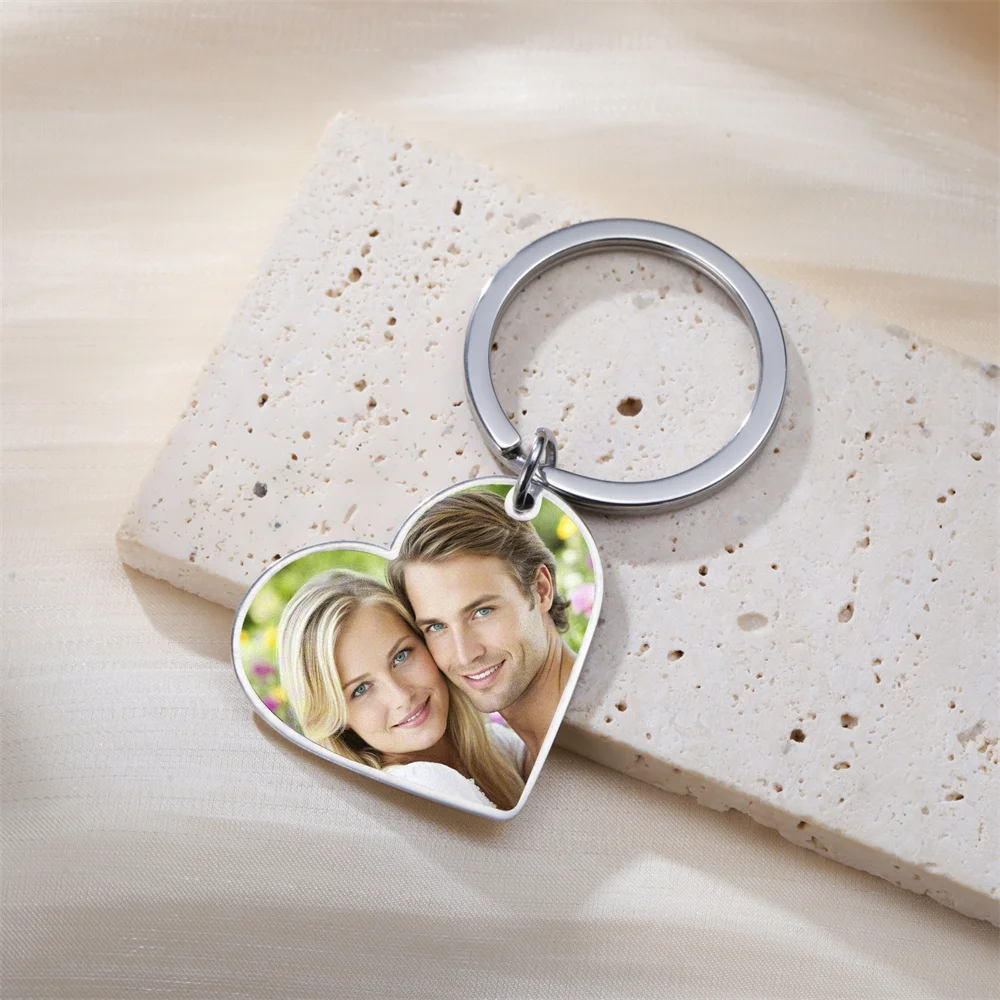 Benutzerdefinierter Foto-Schlüsselanhänger aus Edelstahl, rechteckig, Herzform, personalisiertes Bild, Schlüsselanhänger, Schmuck, Valentinstagsgeschenk – Detail 28
