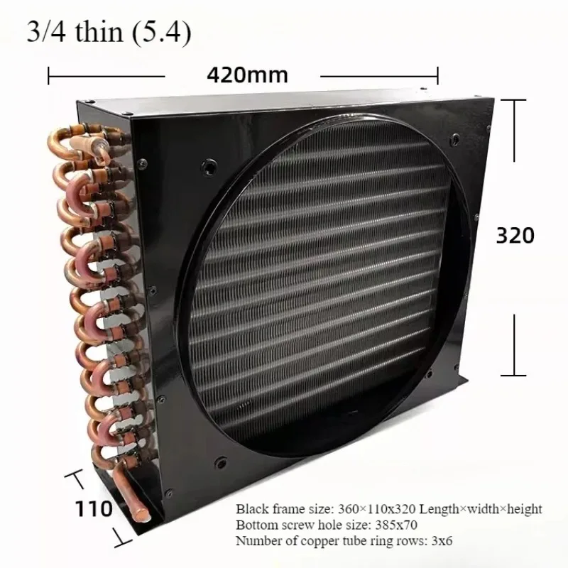 Kühlschrank-Kondensator mit Lüfter, Kupferrohr-Kondensator, Luftgekühlter Aluminium-Lamellen-Quadrat-Radiator, Verdampfer 1 Stück