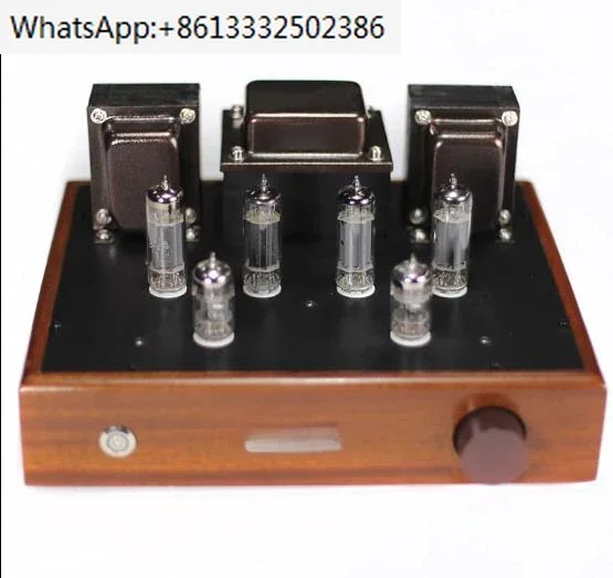 12AX7 push 6P14 push-pull circuit amplifier, 10W*2 tube amplifier finished machine, teak log case