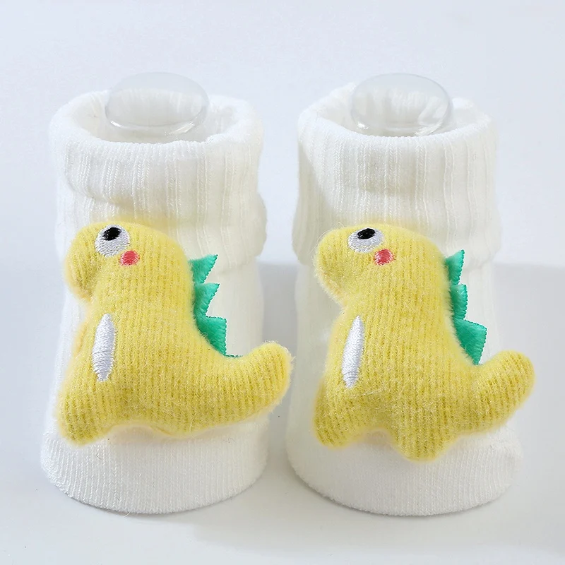 

Baby Boy Girls Socks Cute Plush Cartoon Dinosaur Decor Short Socks Babe Soft Breathable Absorbent Casual Floor Sock 0-12M