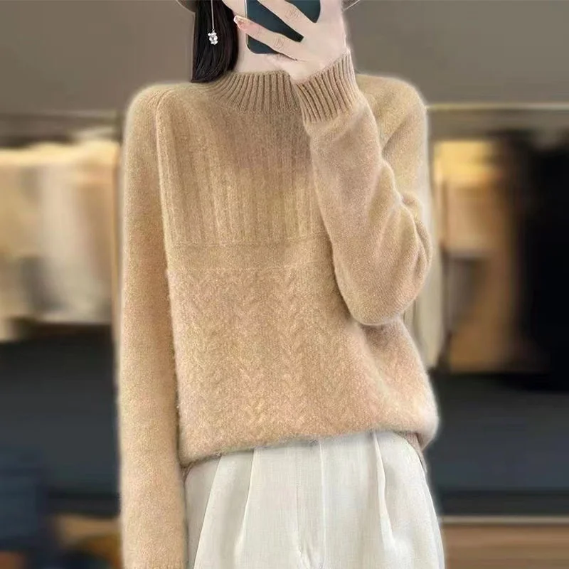 Daling Town Maglione lavorato a maglia Guangzhou antou Capispalla da donna Trendy High-ne Manica lunga Autunno Faion Vestibilità regolare