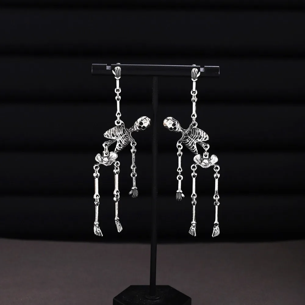 Creative Hip Hop Skeleton Earrings Skull Detachable Halloween Earrings Jewelry Alloy Imitation Human Bone Earrings Party