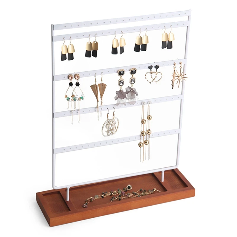 

Earrings Organizer 5-Layer 100 Holes Ear Stud Holder Earring Display Stand Wooden Base Jewelry Organizer