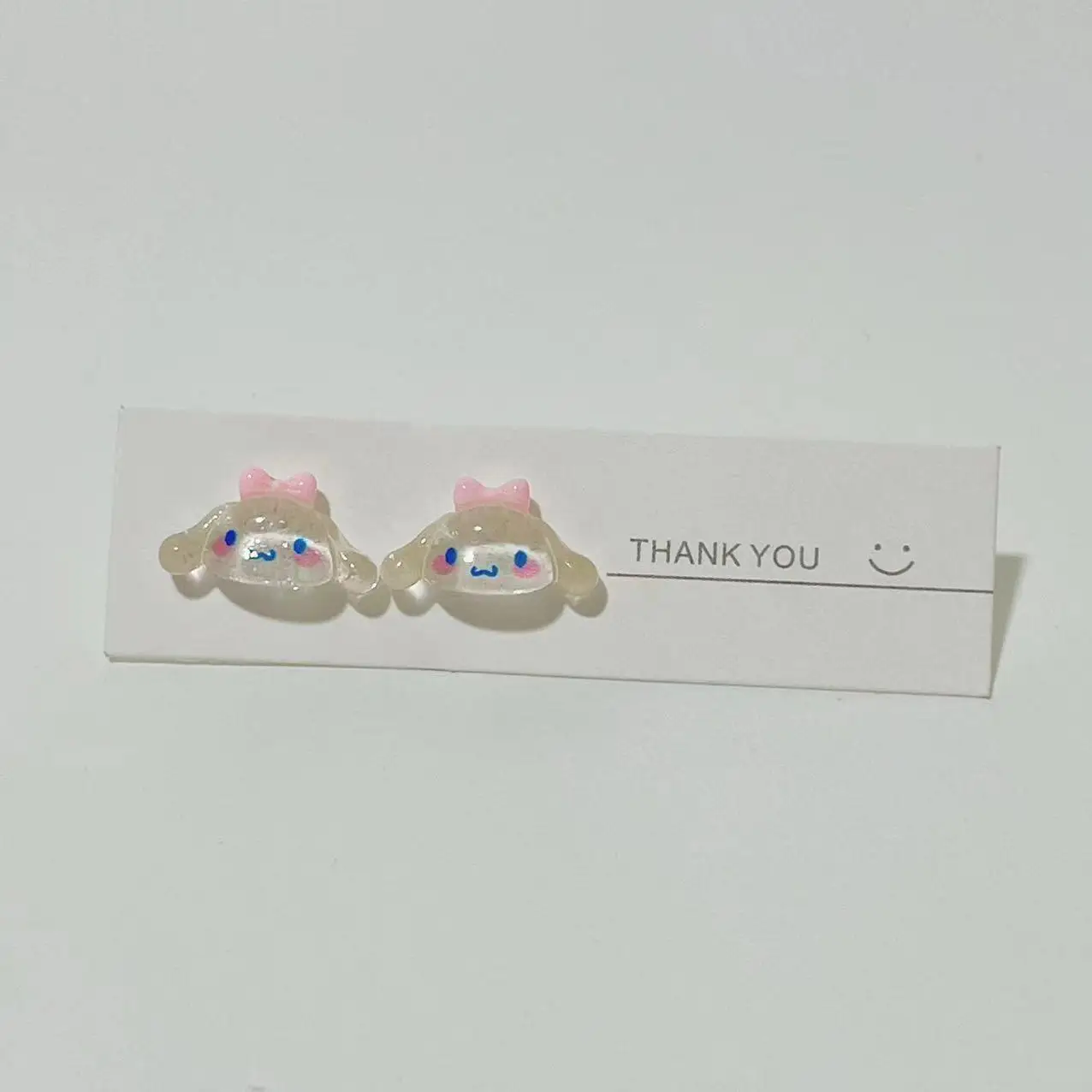 Sanrio Fine Glitter Earrings Japanese Style Cute Kuromi Sweet Girl Heart Ear Clip Cartoon Pacha Dog Transparent Earrings