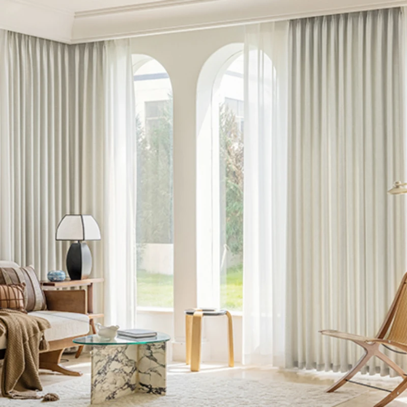 

Light Luxury Bedroom Blackout Curtain Balcony Sun Protection Drapes Modern Living Room Drape Simplicity Home Bay Window Curtains