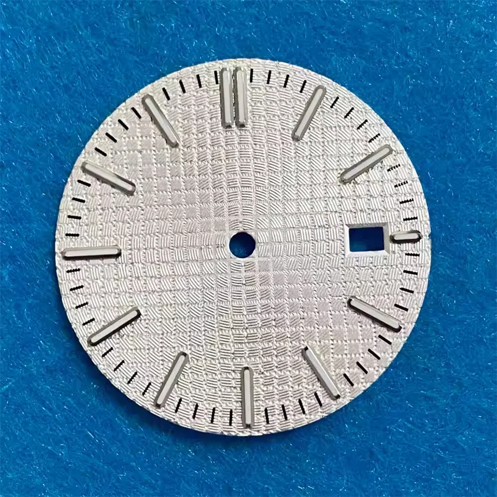 Watch parts Silver Nails/Rose Nails Watch Dial 31.8mm, Silvery White/Black/Blue Dial, for NH35 Automatic Movement Green Luminous