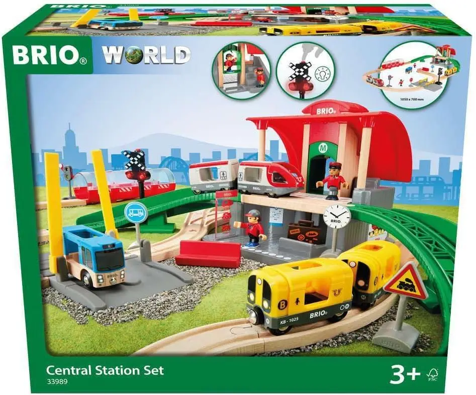 Central Station Set - Interactive Wooden Train Track Set | Kid-Engaging Design | Safety Certified | FSC-Certified Wood