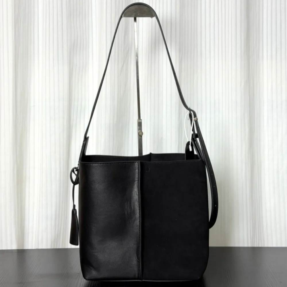 New Bottle Opener Suede and Cowhide Bucket Tote High-end Light Luxury Fashion Leather Single Shoulder Oblique Span Bag  Women