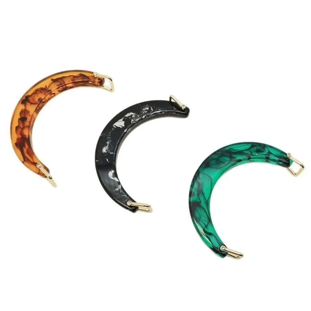 Stanzfreier Taschengriff aus Kunstharz für Damen, U-förmig, halbrunde Handtaschengriffe, bernsteinfarben, 13,5 cm, Tragegriff, handgefertigt