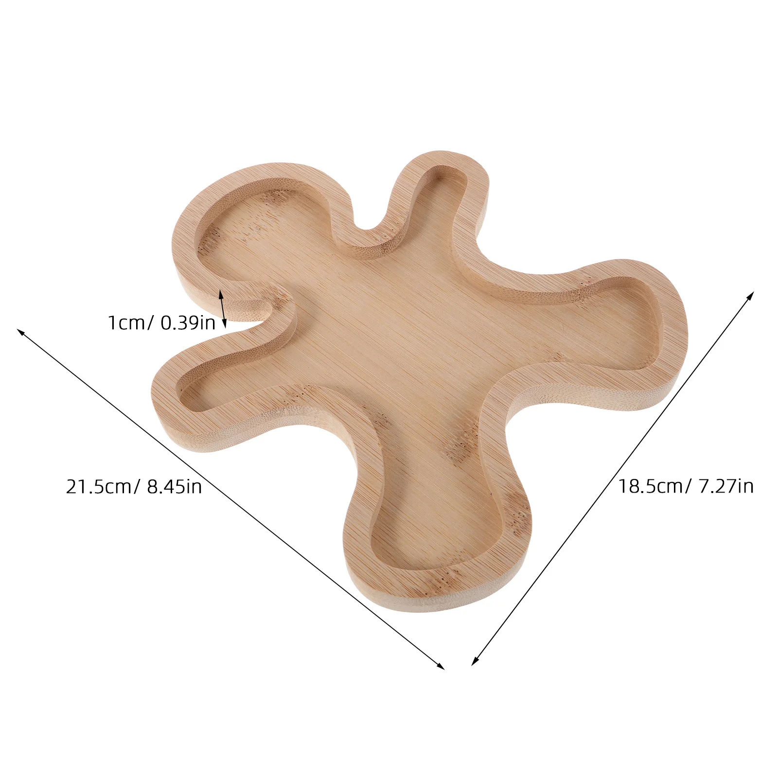 Christmas Bamboo Wood Tray Gingerbread Man Shaped Serving Platter For Holiday Snacks Desserts Cheese Decorative Food Board