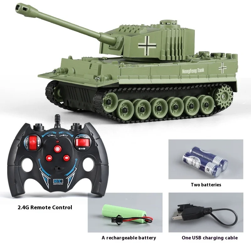 2.4g Remote-Controlled Tank Track Nine Channel All-Round Charging Electric Off-Road Simulated War Armored Vehicle Tank Model Toy