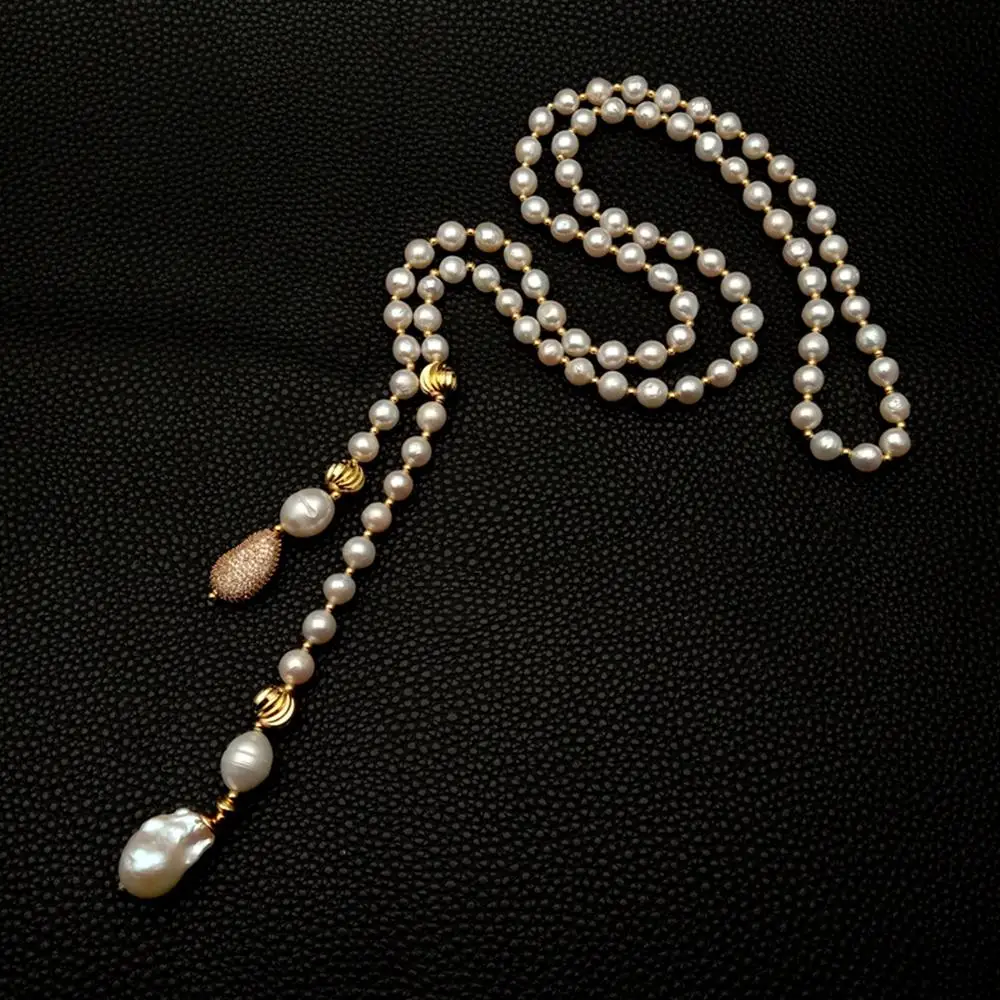 

YYGEM Белый реборн Keshi Pearl, разъем 8-9 мм, рядом с круглым пресноводным жемчугом, длинное ожерелье 40 дюймов